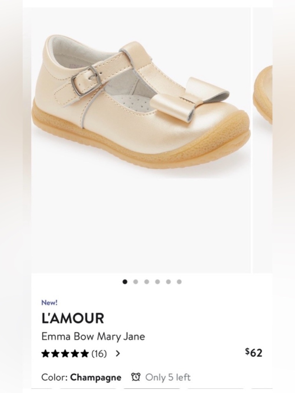 L'Amour Emma Bow Mary Jane - Champagne Gold